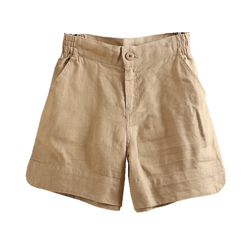 Women's Loose Shorts Cotton Linen Solid Color Wide Leg High Waisted Shorts Pants Casual Harajuku Summer Shorts 2021