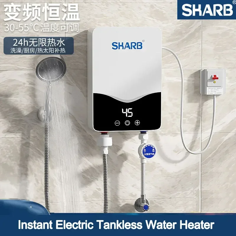 

Instant Tankless Water Heater for Bathroom, 5.5kw Electric Instant Hot Water Heater with Self-modulating,Overheating Protection