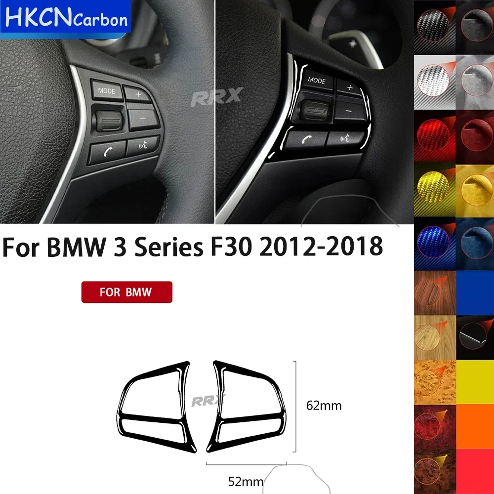 

For BMW 3 Series F30 2012-2018 Accessories Carbon Fiber Car Interior Steering Wheel Button Cover Trim Sticker Decoration