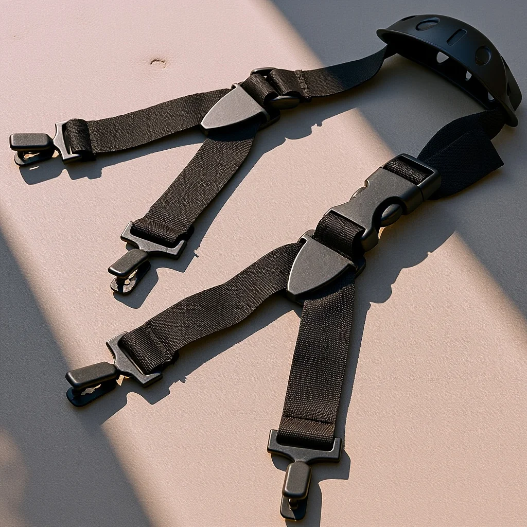 

Lightweight High Strength Strap with Quick Clips Comfortable Fit for Safety Gear Black White Safety Strap