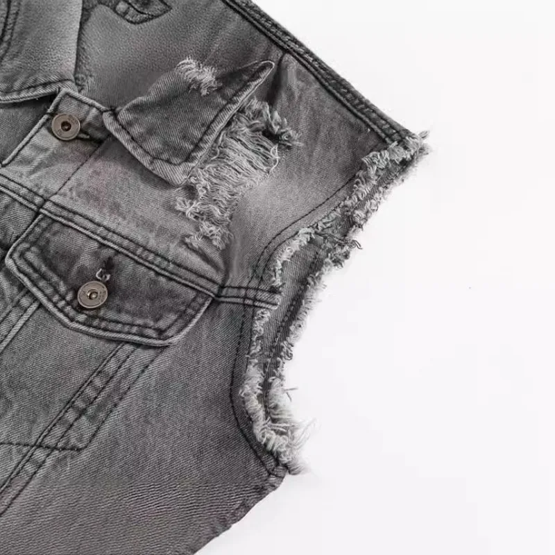 Gilet di jeans da uomo primavera estate e autunno grigio versione coreana locomotiva di grandi dimensioni commercio estero gilet casual gilet alla moda