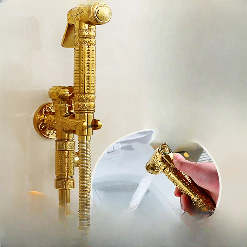 

All-copper titanium gold toilet companion toilet flush device female cleansing woman washer nozzle cleaning cleansing