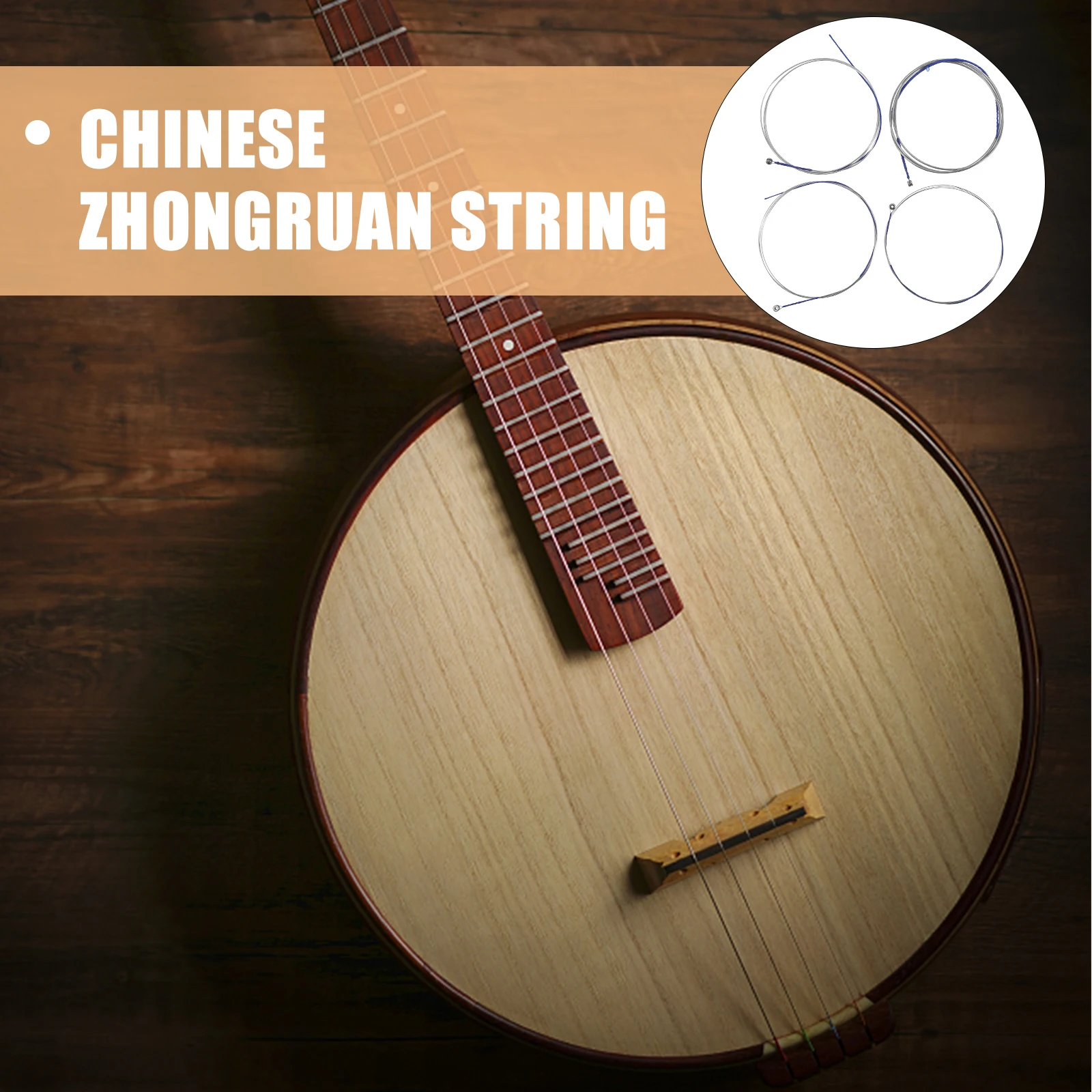 

4 Pcs Zhongruan String Set Part Accessory Wind Instruments Musical Accessories Cell Phone Silver Chinese Replacing