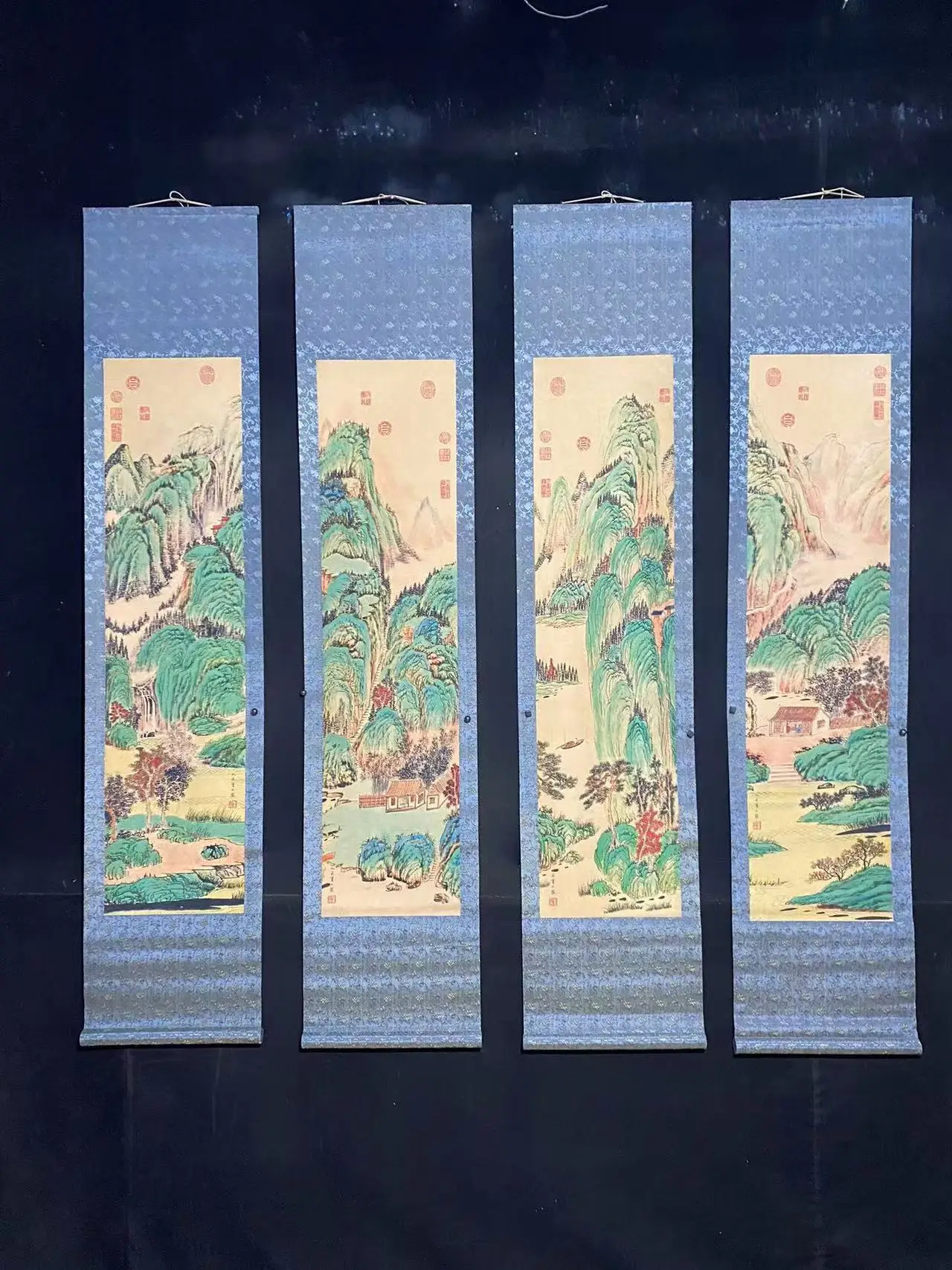 vecchio-rotolo-lungo-cinese-dipinto-a-mano-rotolo-di-pittura-di-paesaggio-4-pezzi-confezione-04-spedizione-gratuita-2501