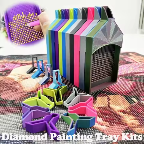 DIY Craft Diamond Painting Tray Kits Embroidery Multi-Color Large Diamond Painting Tray With Lid Glitter Drill Storage Box