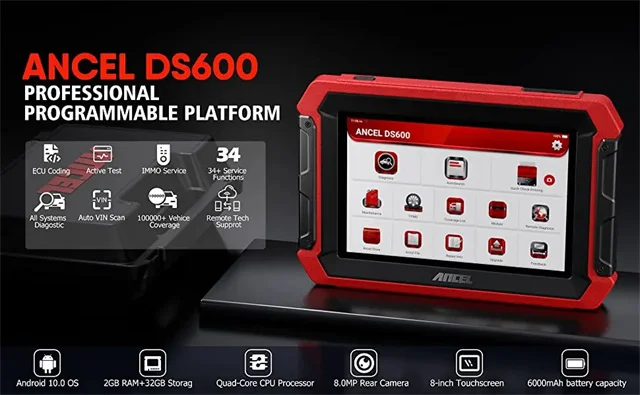 2024 ANCEL DS600 ob d2 Scanner Professional Full System Diagnostic Tool D-P-F TPMS IMMO Oil Reset Service ob d2 Automotive Scann