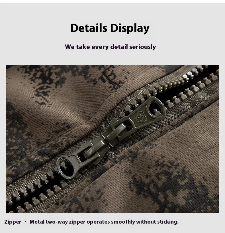 Winter wasserdichte winddichte Camouflage-Baumwolljacke für Herren, dicker, warmer, mit Samt gefütterter, kalter Schutz-Arbeitsmantel – Detail 9