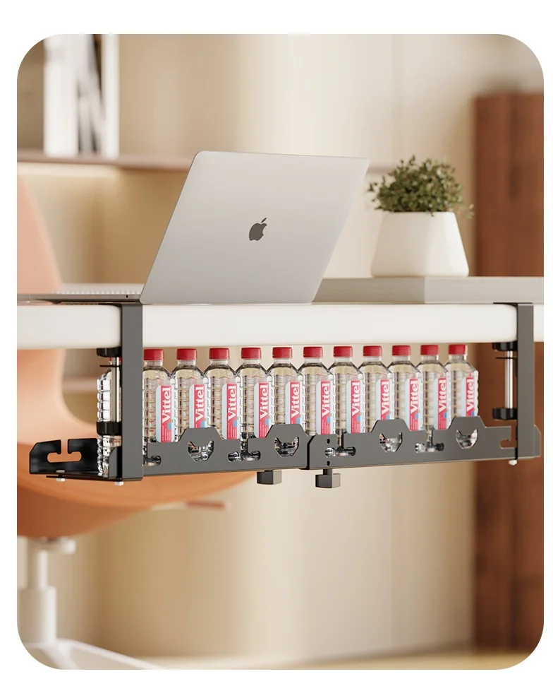 ไม่มีเจาะภายใต้โต๊ะการจัดการสายเคเบิลถาด Retractable 40-73 ซม.Hidden Power Strip Organizer ประหยัดพื้นที่ภายใต้ตารางผู้ถือสาย