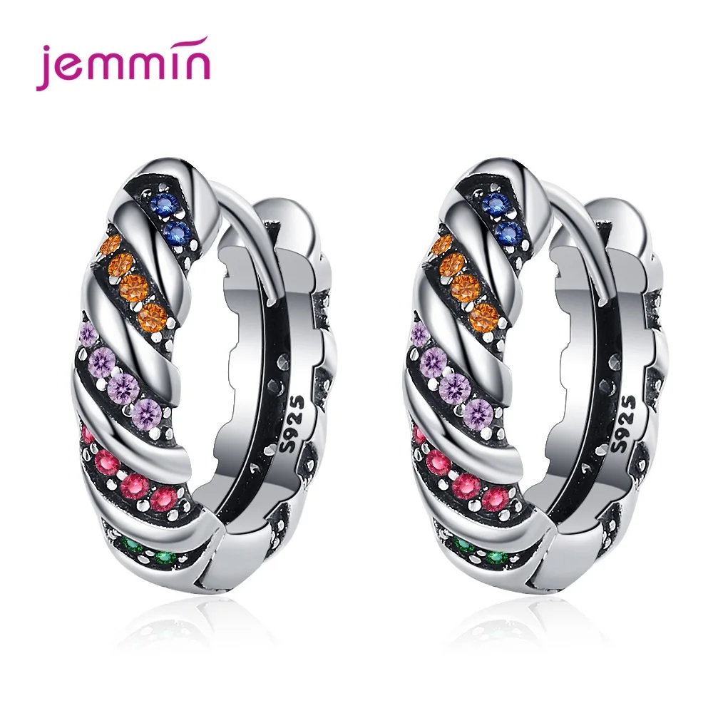Newest Style 925 Sterling Silver Earrings Paved With Colorful Crystal Gorgeous Women Fashion Jewelry For Engagement Appointment
