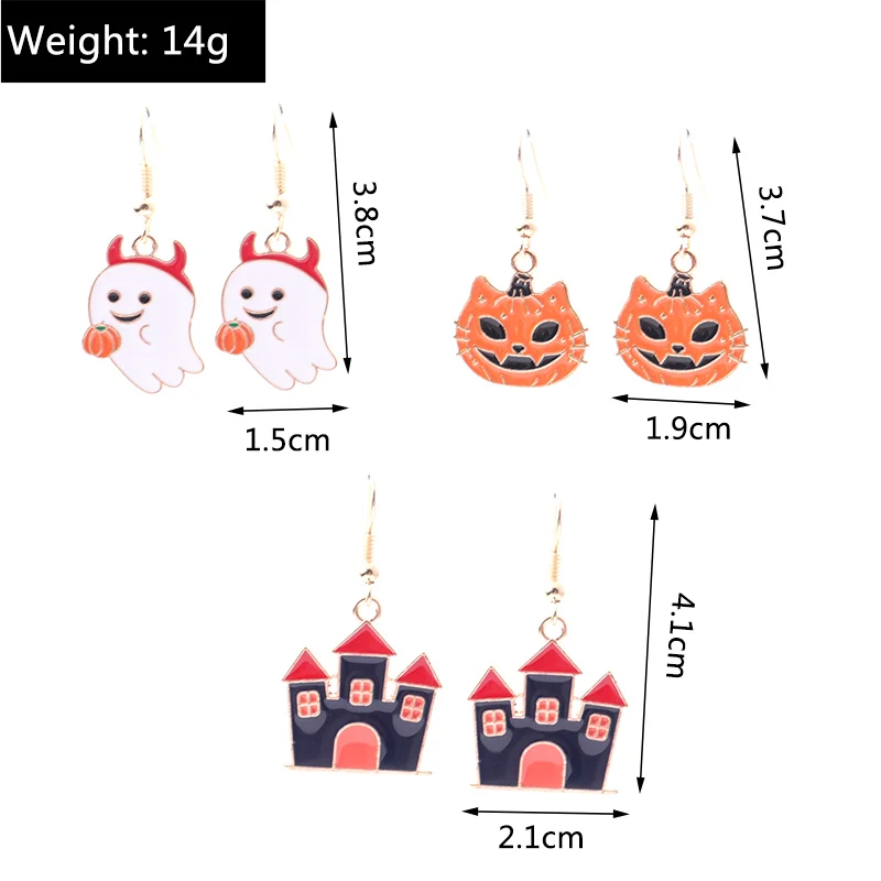 Aihua Fashion Halloween-Ohrringe, Emaille-Geister-, Kürbis-, Skelett-, Mumien- und Fledermaus-Ohrringe, für Damen, Halloween-Party-Schmuck. – Detail 13