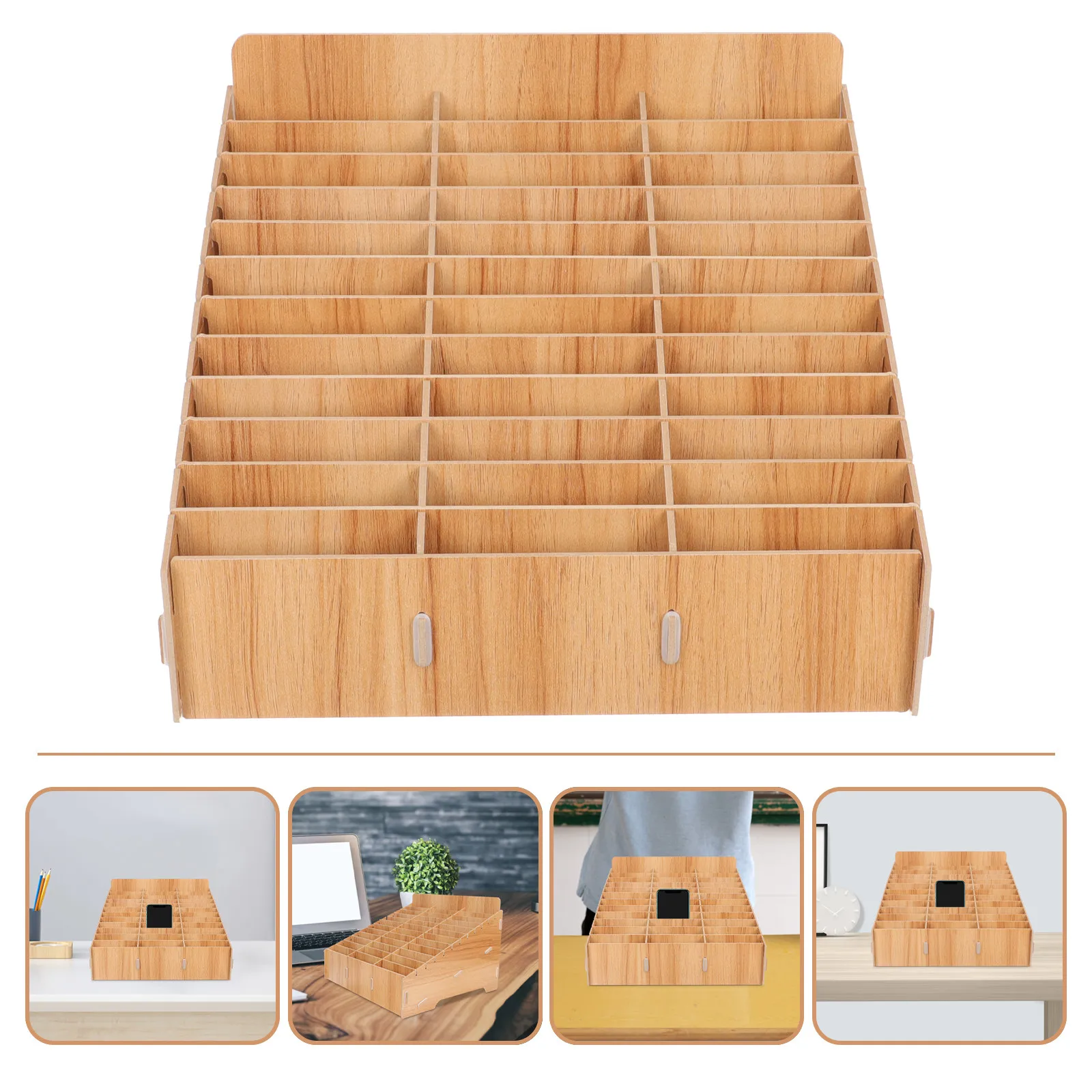elegant-multi-grid-cell-phone-storage-box-for-meeting-room-lab-study-space-desktop-organizer-mobile-phone-display-and-management