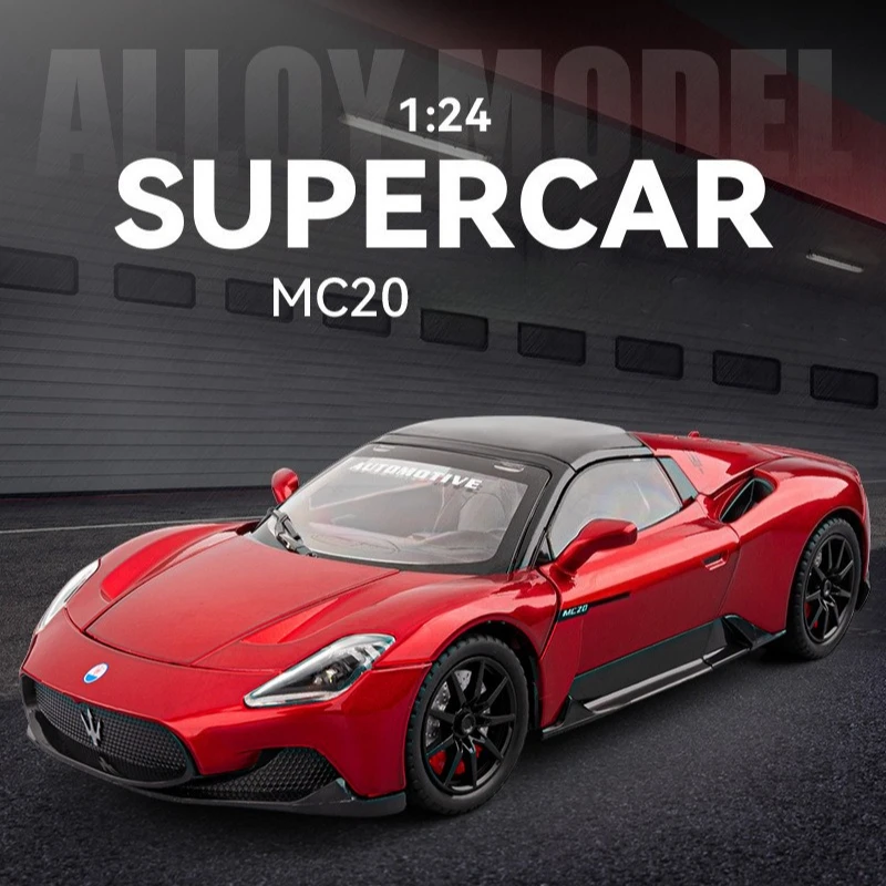 

Simulation 1:24 MC20 Convertible Sports Car Alloy Model with Sound and Light Pull Back Children's Toy Vehicle Ornaments Gift