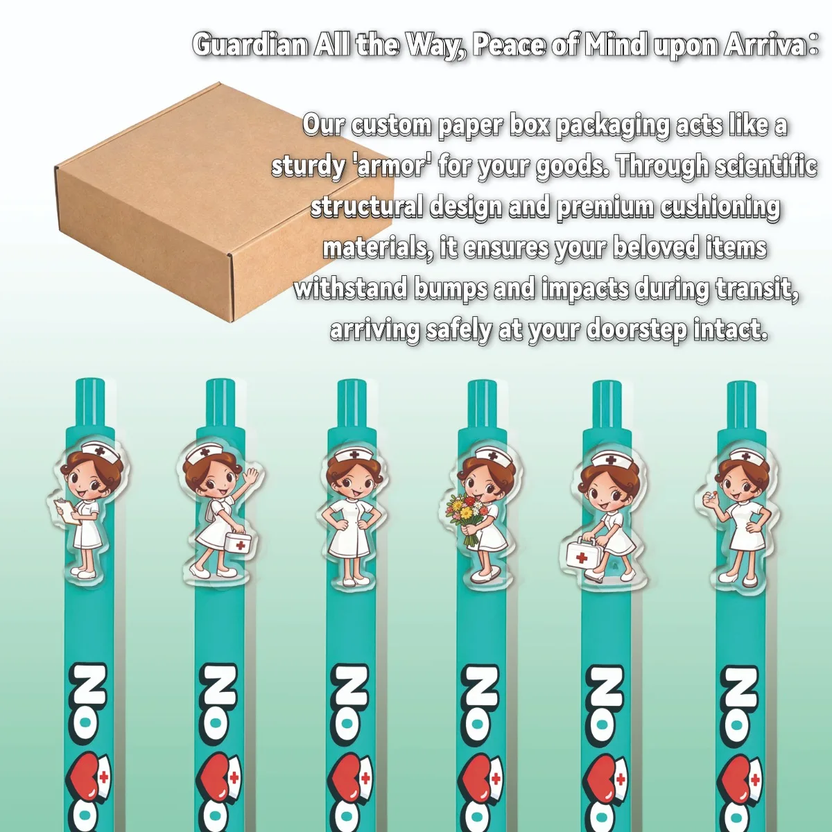 6/12PCS Nurse Medical Theme Green Ballpoint Pens New Arrival Student Writing Pens Portable for Office Use Back-to-School Season