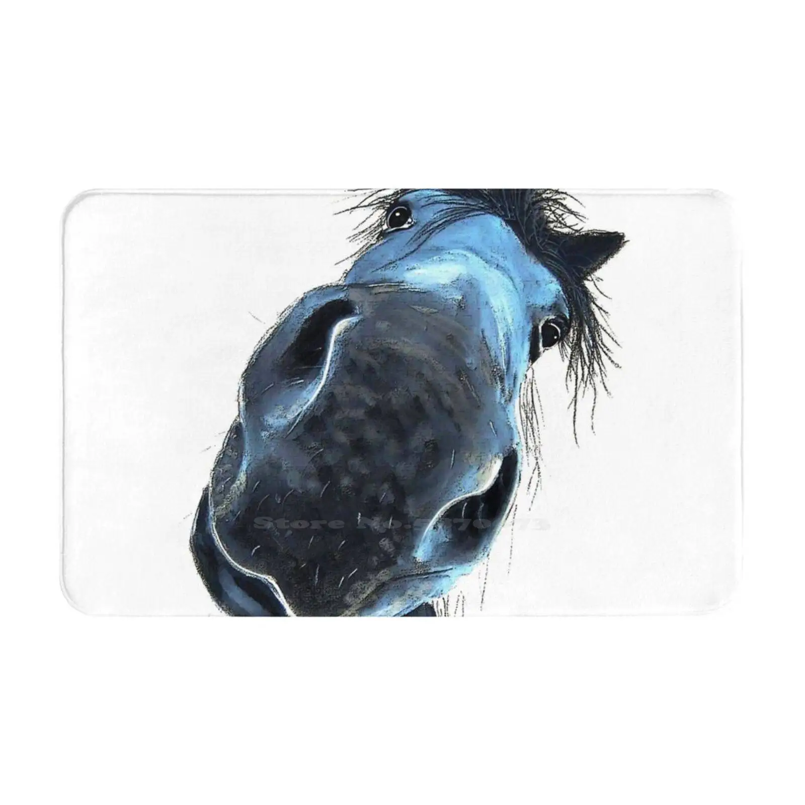 Horse Print ' Happy Burt ' By Shirley Macarthur Comfortable Door Mat Rug Carpet Foot Pad Horse Art Equestrian Art Riding