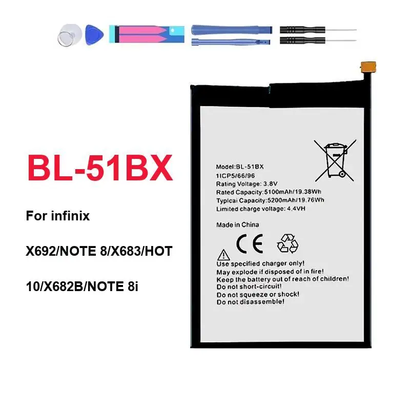 Environmentally Friendly BL-51BX For Infinix X692 Note 8 X683 Hot 10 X682B Note 8i Mobile Phone Battery 5200mAh