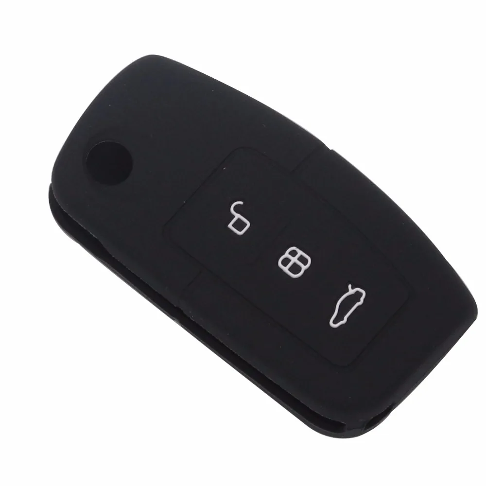 Jingyuqin New 3 Buttons Remote Car Key Fob Cover Case For Ford Focus Fiesta C Max Ka Flip Folding Modified Silicone