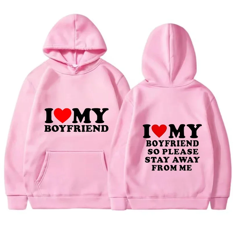 I Love My Girlfriend and I Love My Boyfriend Printed Hoodie Couple Fashion Sports Shirt Harajuku Casual Top