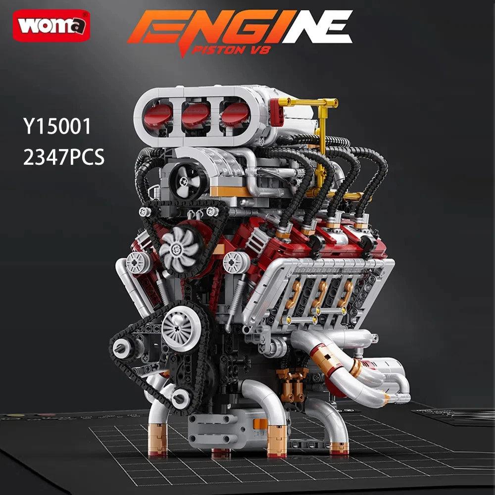 Woma Brand Building Blocks Toys MOC Creativity Technical V8 Engine Model Bricks Assembling DIY Toys for Boys Gift Set