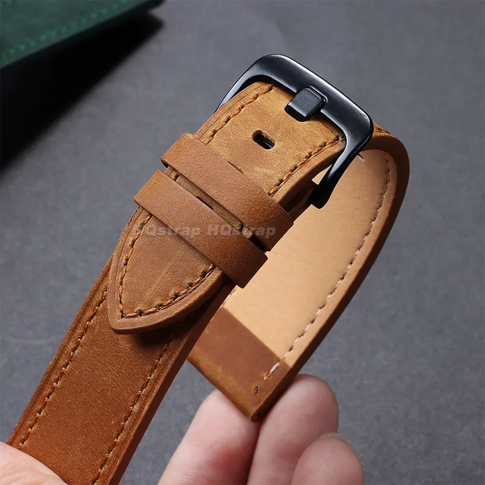 Vintage Leather Watch Band Business Strap for Seiko 18mm 20mm 22mm 24mm Retro Crazy Horse Frosted Bracelet Men Women Wristband