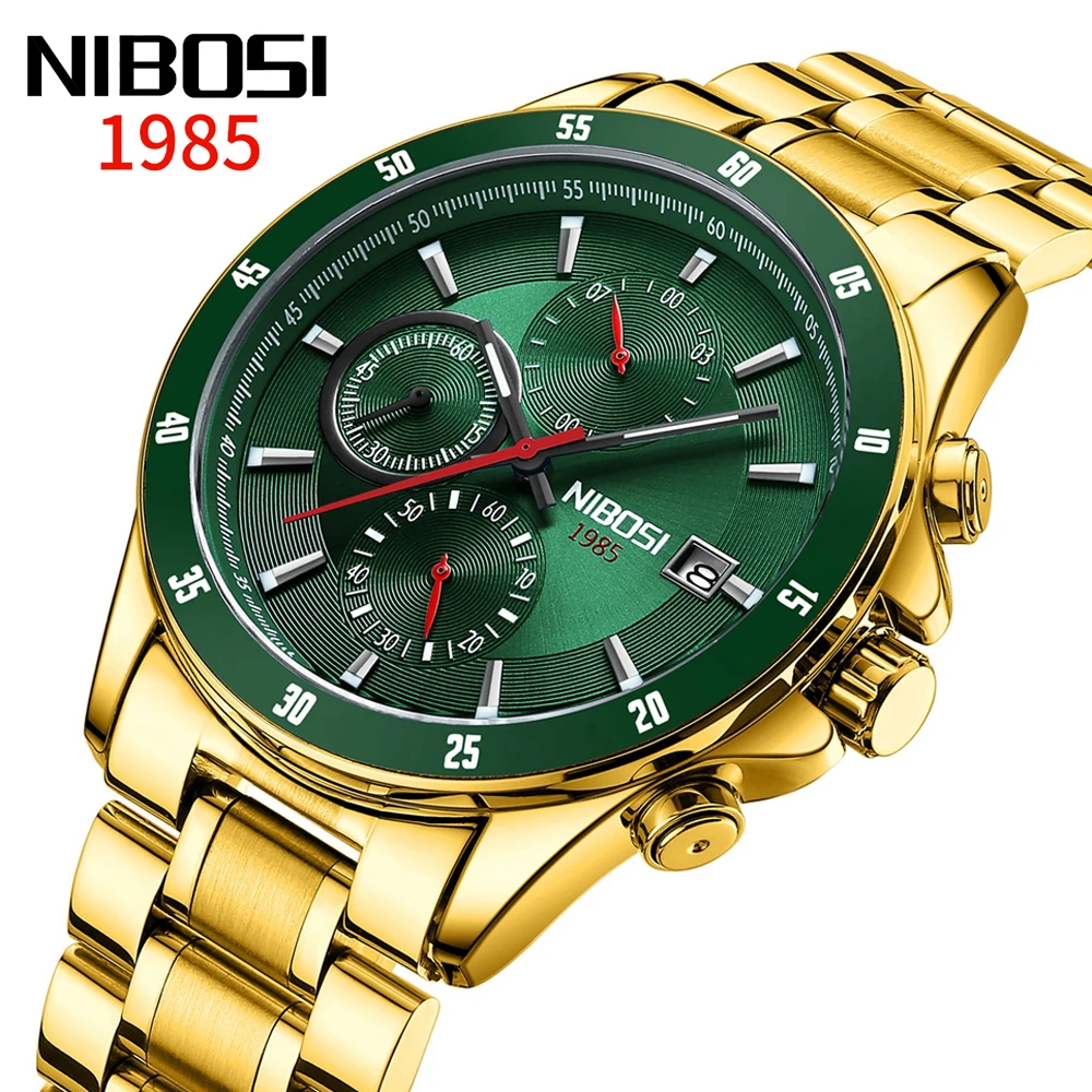 

NIBOSI модные мужские часы лучший бренд класса люкс хронограф кварцевые часы мужские водонепроницаемые спортивные наручные часы из нержавеющей стали с календарем
