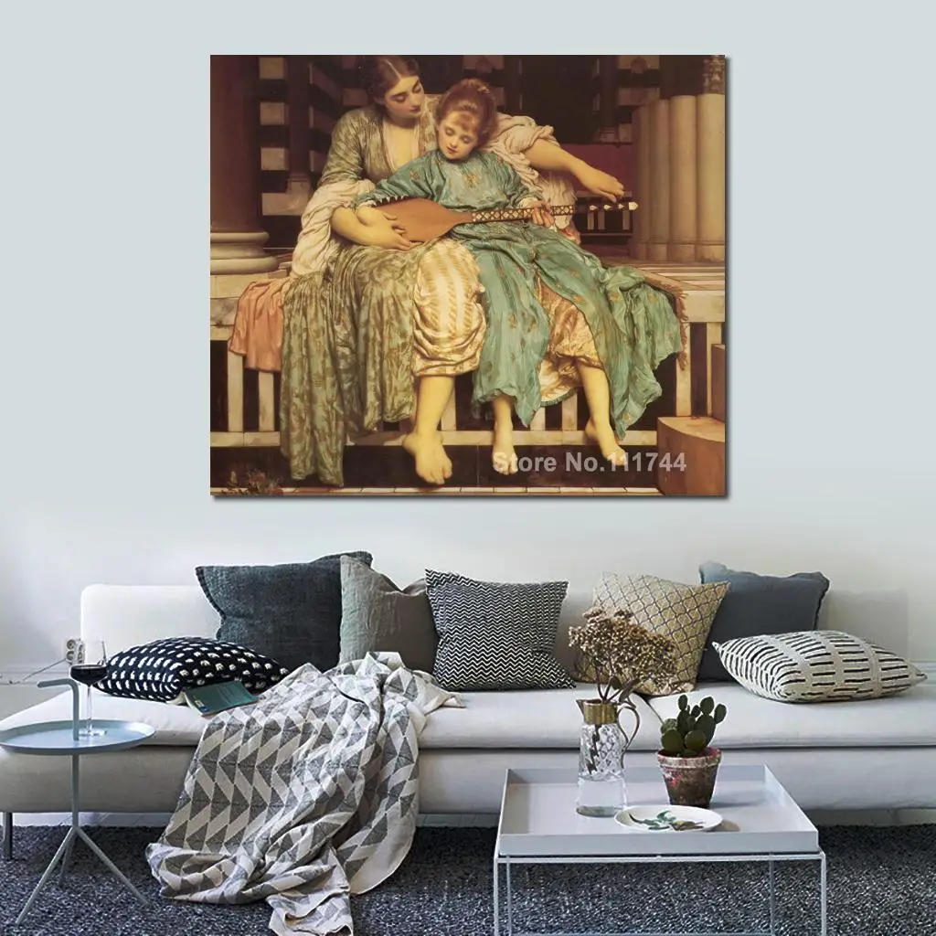 Paintings for Bedroom Music Lesson Frederic Leighton Reproduction Art High Quality Hand Painted