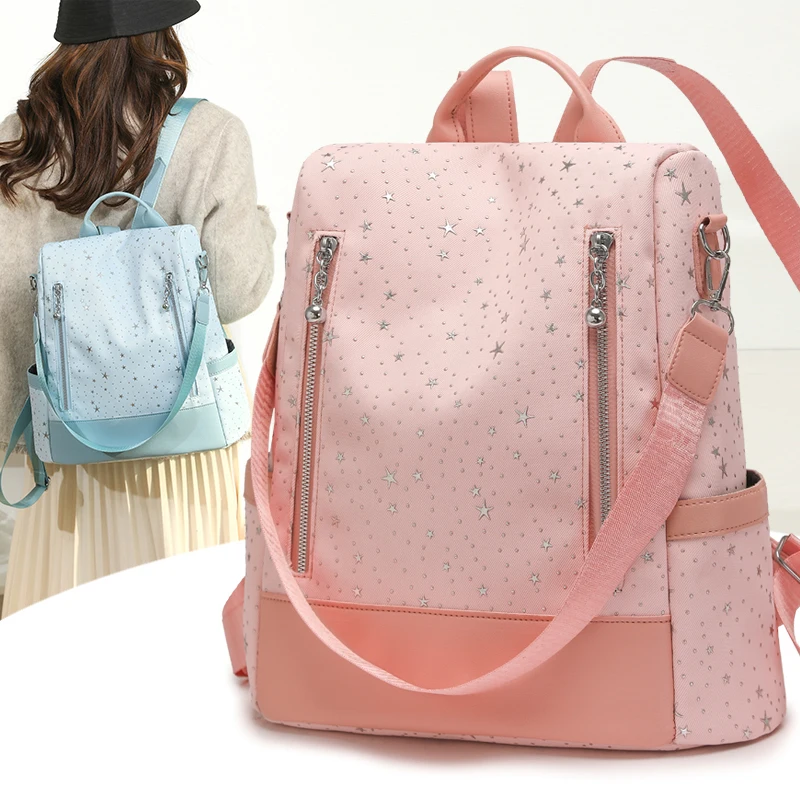 

New Fashion Women Nylon Backpack Large Capacity Anti-Theft Travel Shoulder Bag Casual Daypack Ladies Backpacks Print Lightweight