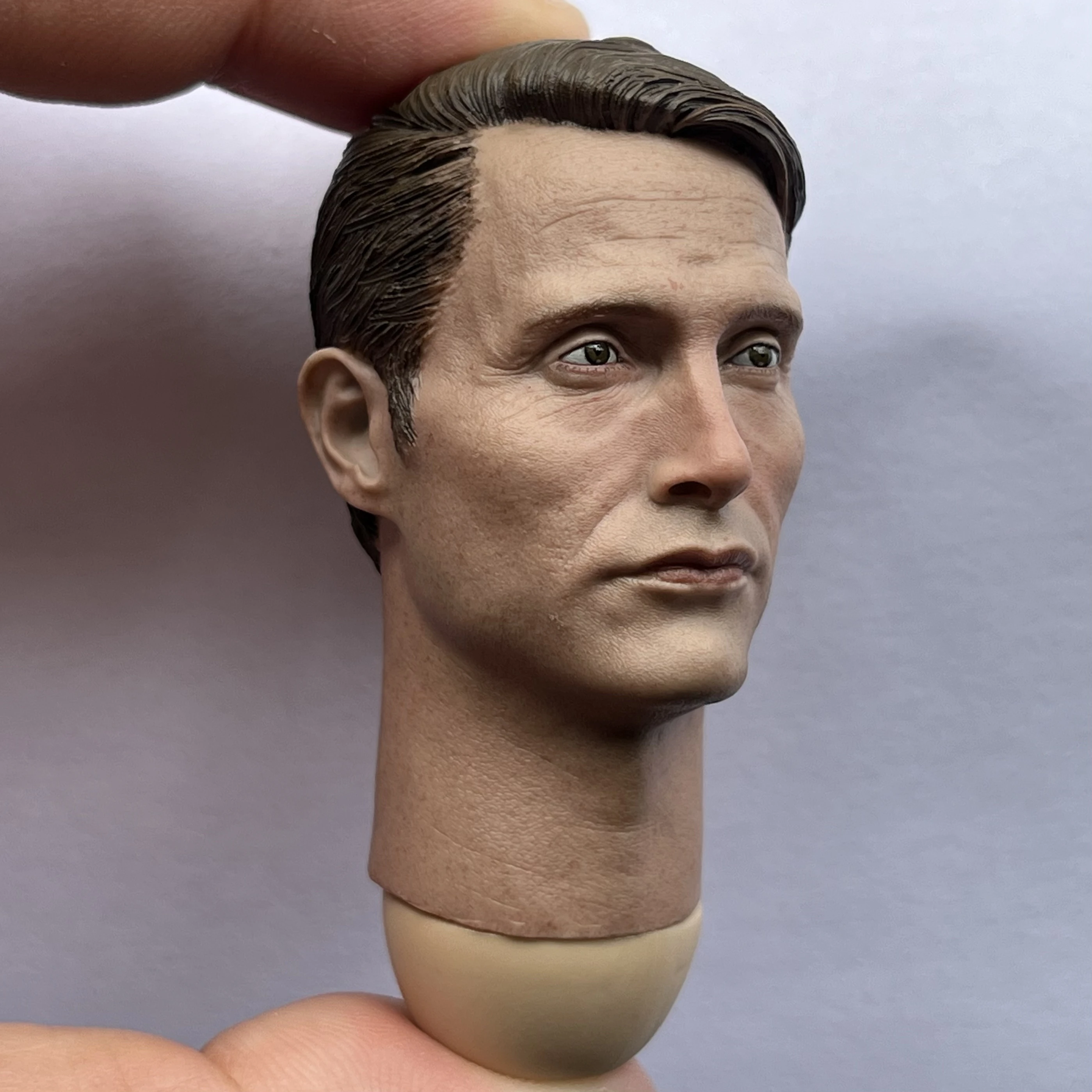 1/6 Scale Mads Mikkelsen Head Sculpt Male Head Carving Model Fit 12-inch Soldier Action Figure Body Dolls