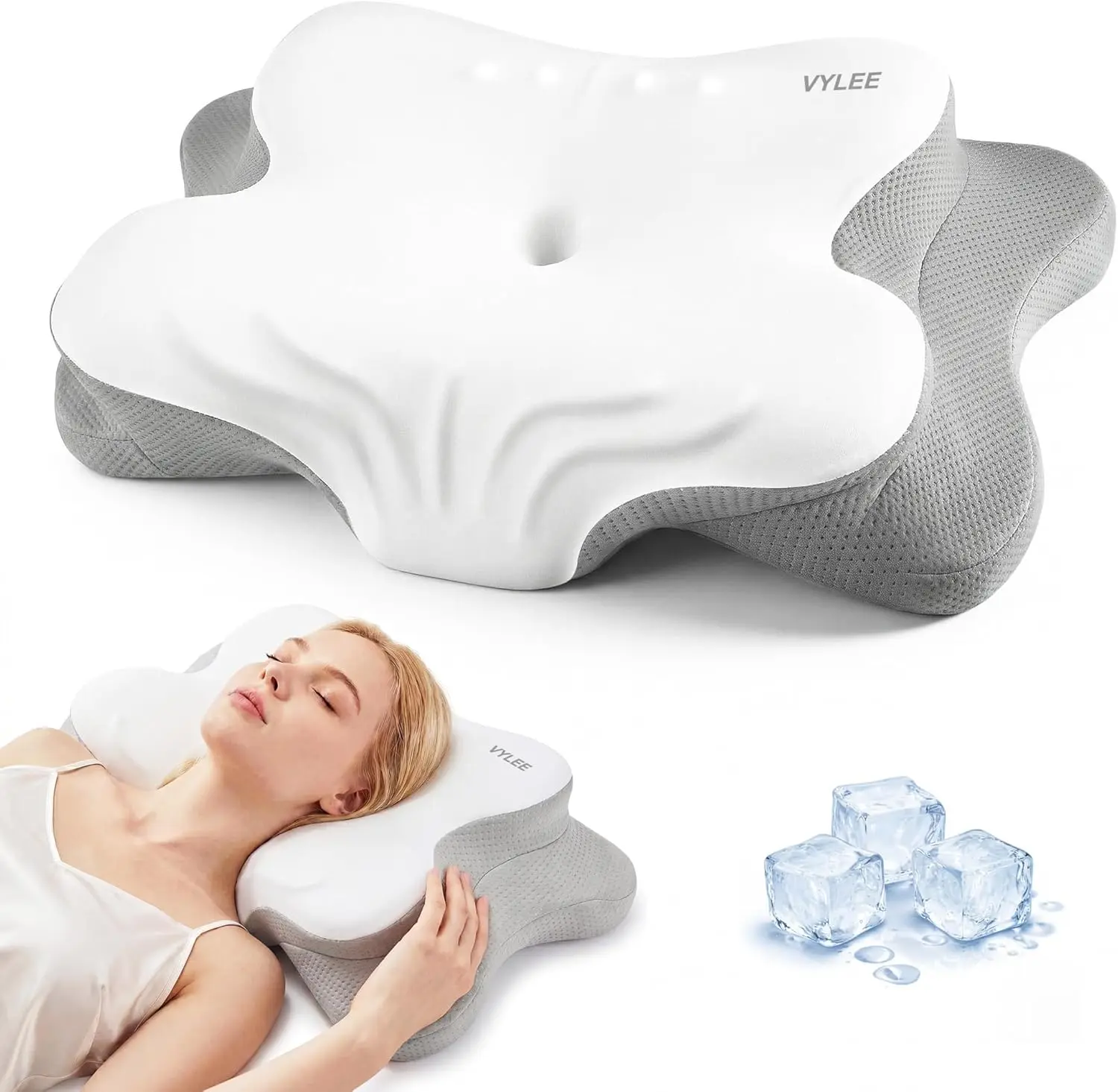 

Ergonomic Memory Foam Neck Pillow for Pain Relief, Cooling Contour Support for Side, Back & Stomach Sleepers