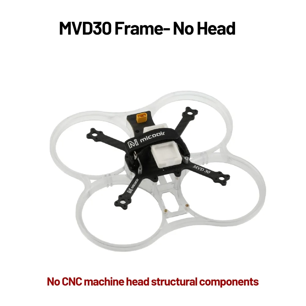 

MicoAir MVD30 O4 3inch Frame Kit 136mm Carbon Fiber with Tail Plug Board Compatible with AIO Integrated Flight Control TRS RX