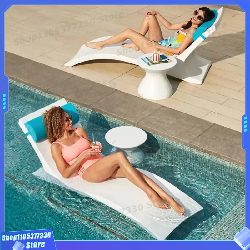 Wavy Plastic Beach Lounger Outdoor Seaside Sunbed Hotel Poolside Leisure Chair Lazy Lying Recliner for Vacation Relaxation