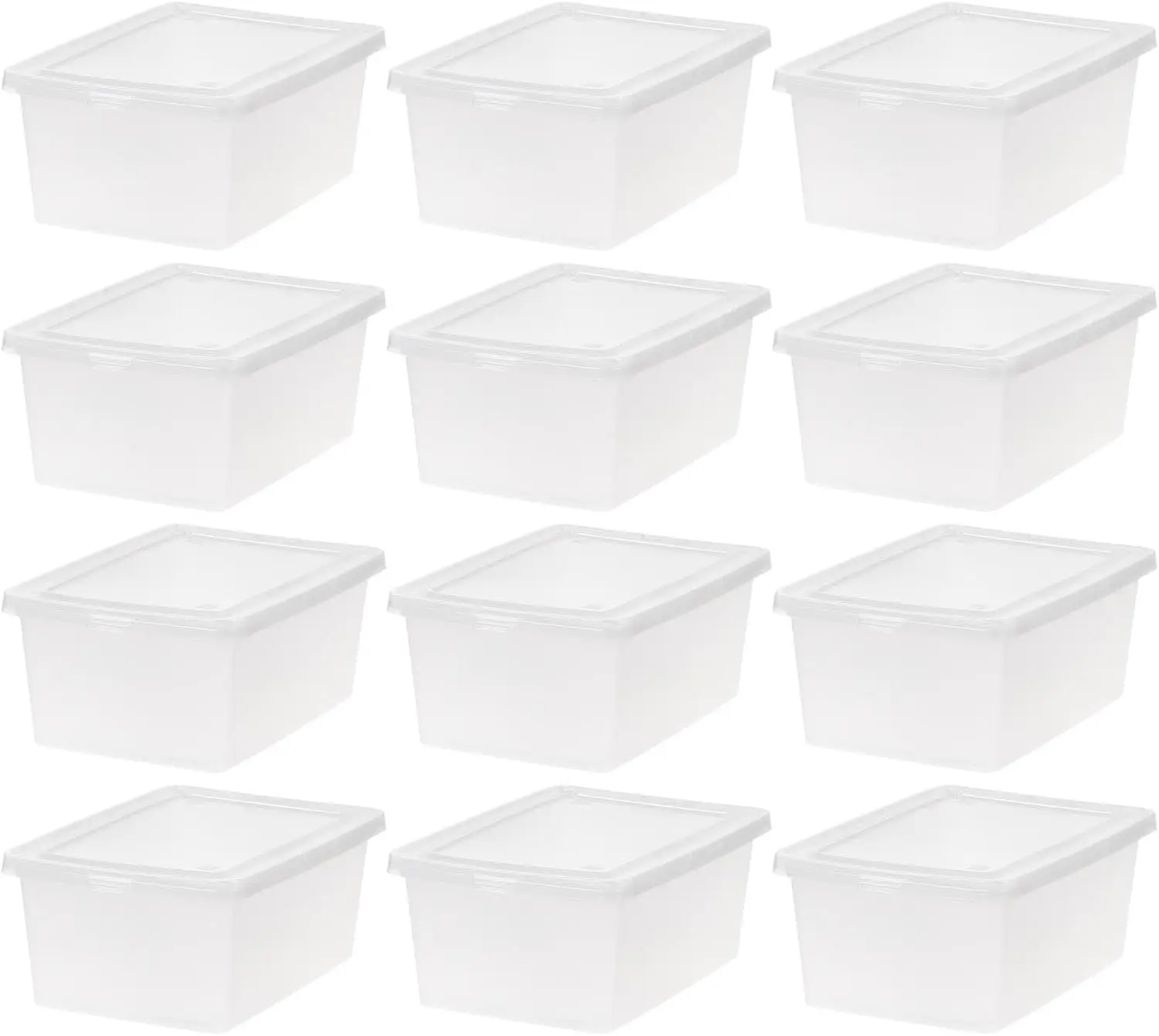 

Набор из 12 прозрачных штабелируемых коробок для обуви, контейнеры для хранения объемом 15 кварт с крышками для организации пространства в шкафу, пластик без BPA