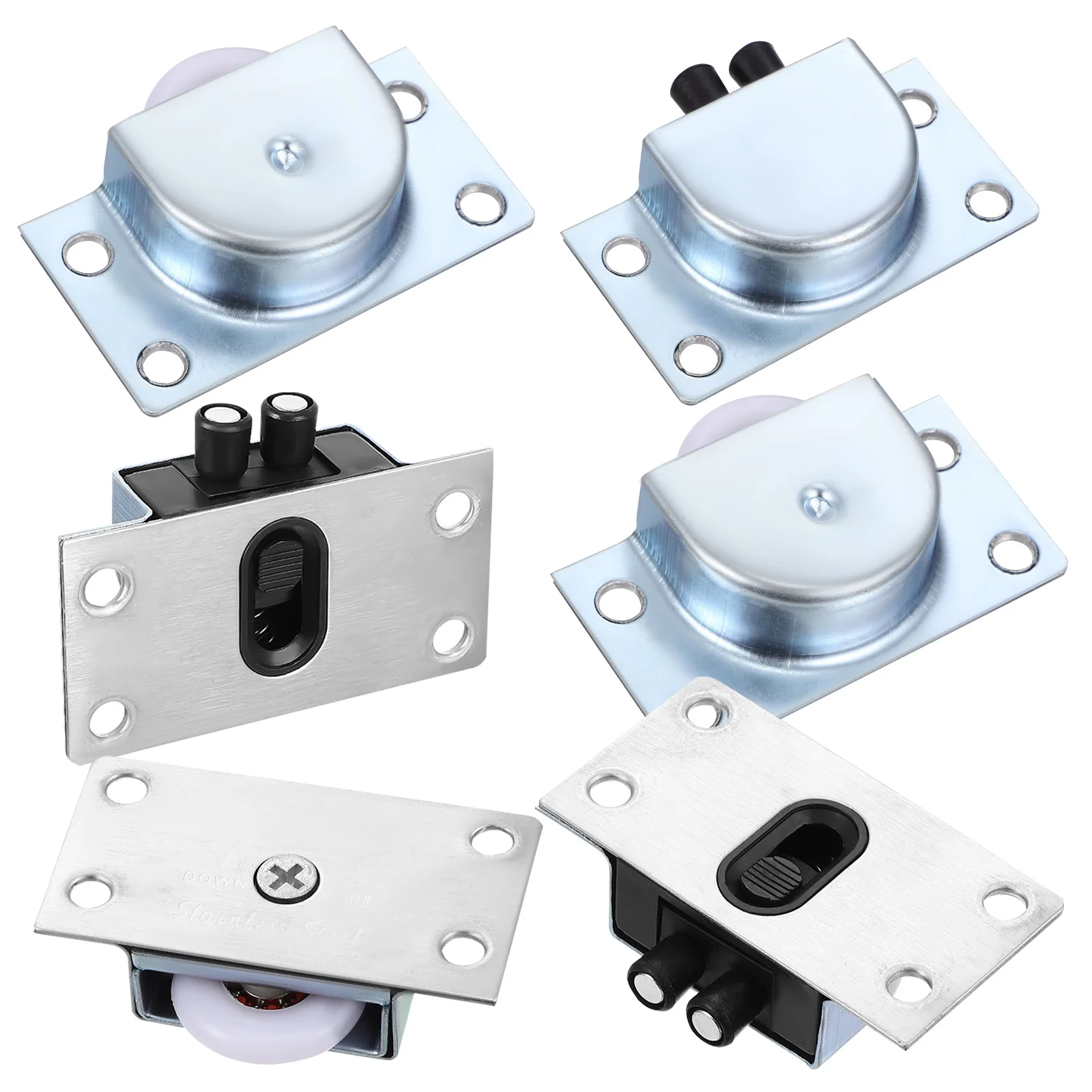 6 قطعة الفولاذ المقاوم للصدأ انزلاق الباب الأسطوانة عجلات قابل للتعديل خزانة دليل بكرة لخزانة خزانة دش الباب كتم انزلاق #6