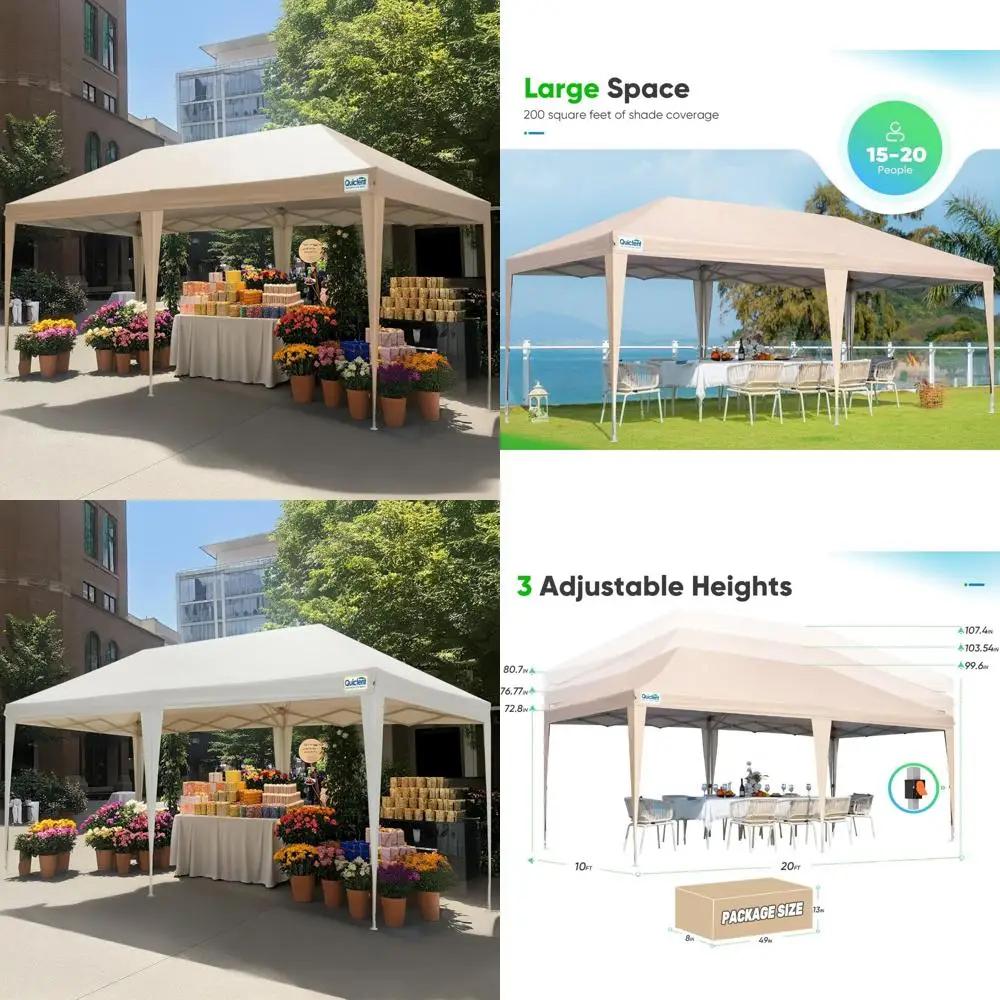 

Quictent 10x20 Pop up Canopy Tent, Easy Setup and Wheeled Bag for Commercial, Outdoor, Camping, Parties, Markets and Instant She