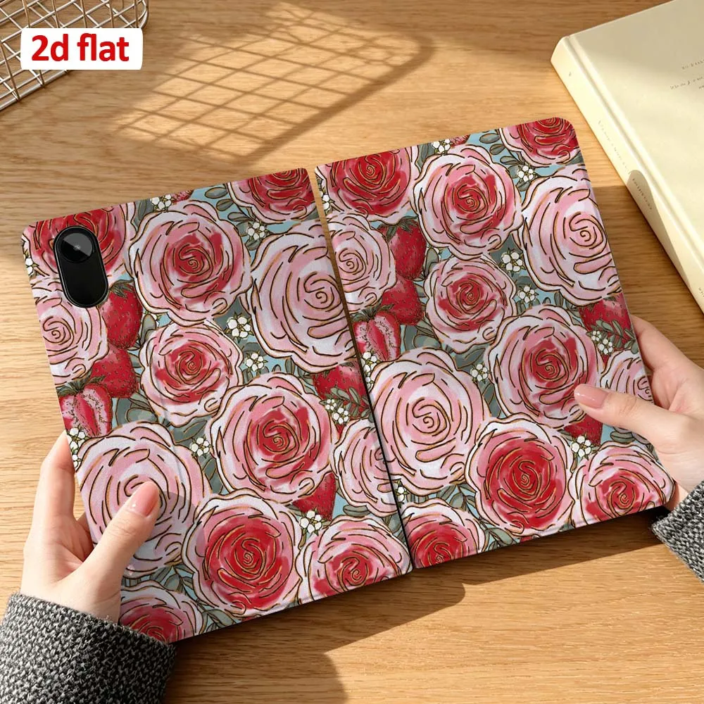 

Cartoon Pink Red Roses For Xiaomi Mi Redmi Pad 5 6 7 8 6S Plus SE Pro K 2025 8.7 11 inch Pen Tray Tablet Case