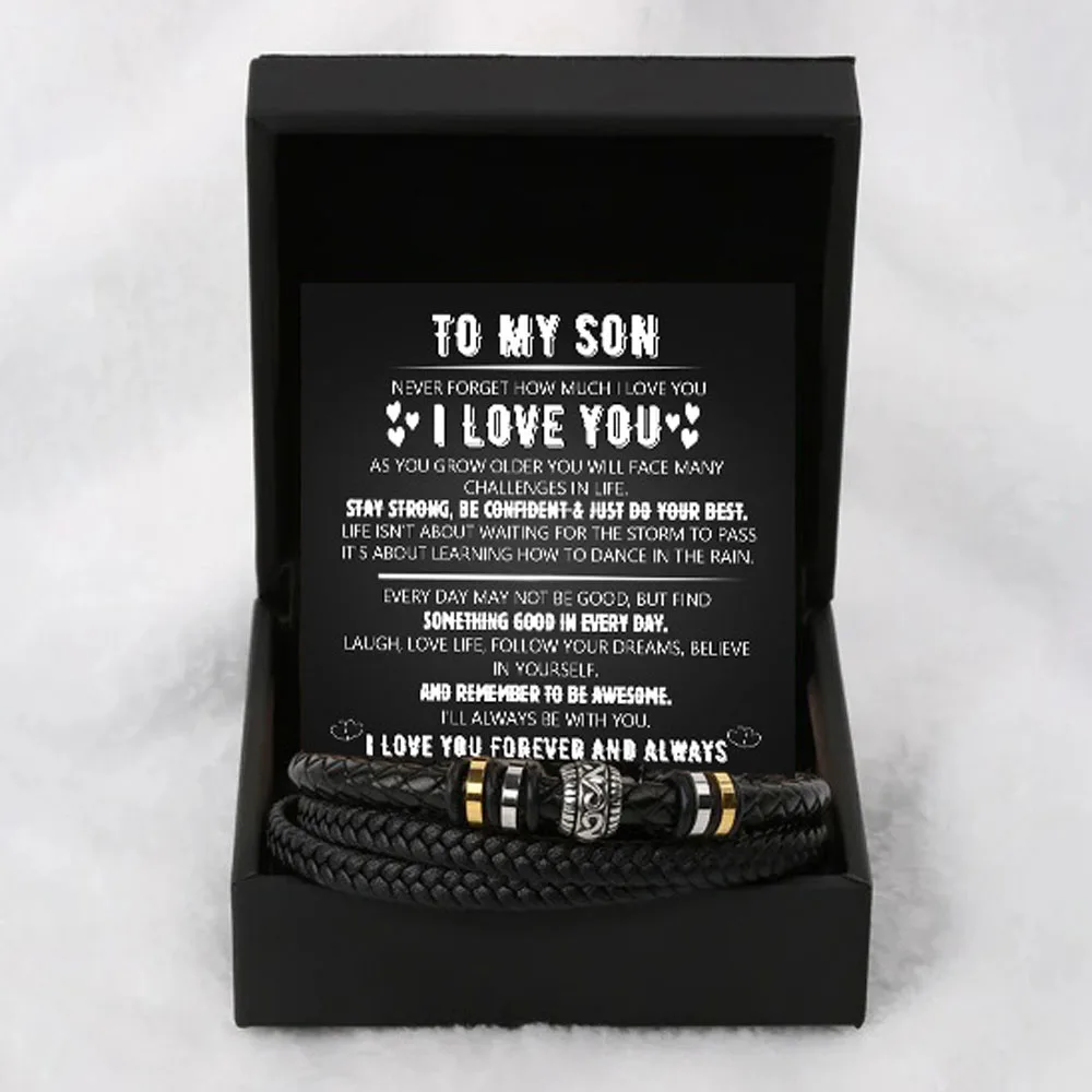To My Son Stainless Steel Bracelet, Son Gifts From Mom Dad, Birthday Gift For Son, Men Bracelets, Message Card Gift Box