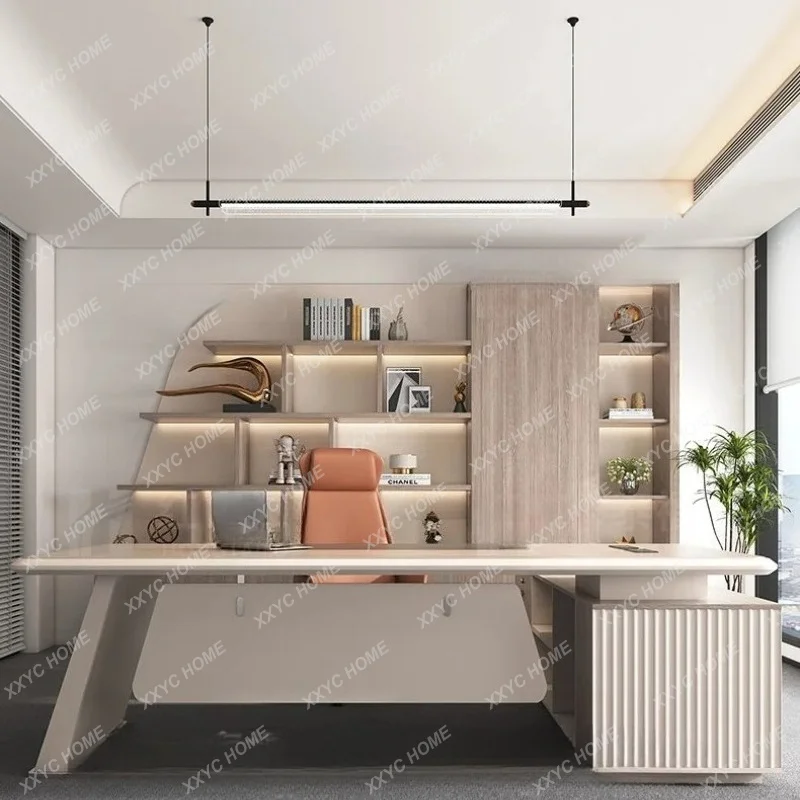 XXSimple Modern Desk and Chair Combination, Light Luxury Office Executive Desk for Executive Desk Manager's Office