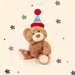Cute Soft Fluffy Birthday Hat Teddy Bear Stuffed Toy for Girlfriend Valentine's Day Gift for Child Birthday Gift Sleep Partner