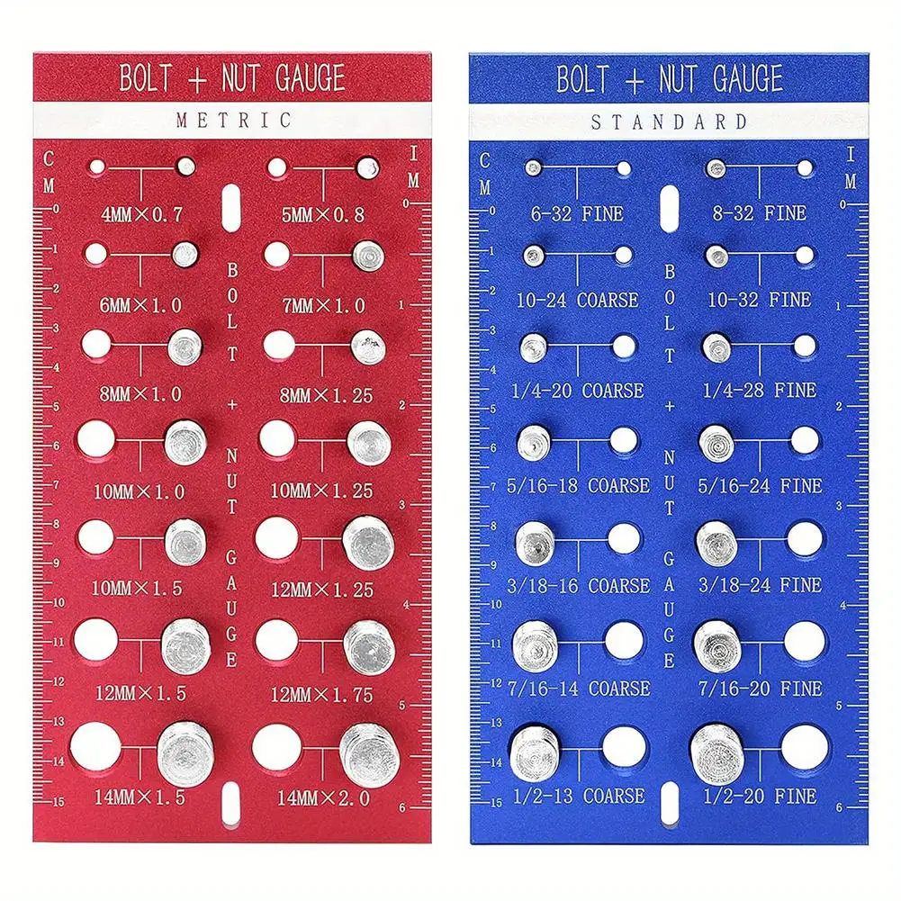

Nut Bolt Thread-Checkers With 14 Metric & 14 Standard Sizes For Automotive Construction Home Improvement Metal Thread-Checker