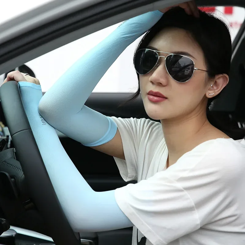 Verão condução proteção solar braço capa esportes manga de seda gelo feminino proteção solar braço capa esportes ao ar livre dos homens luvas ciclismo