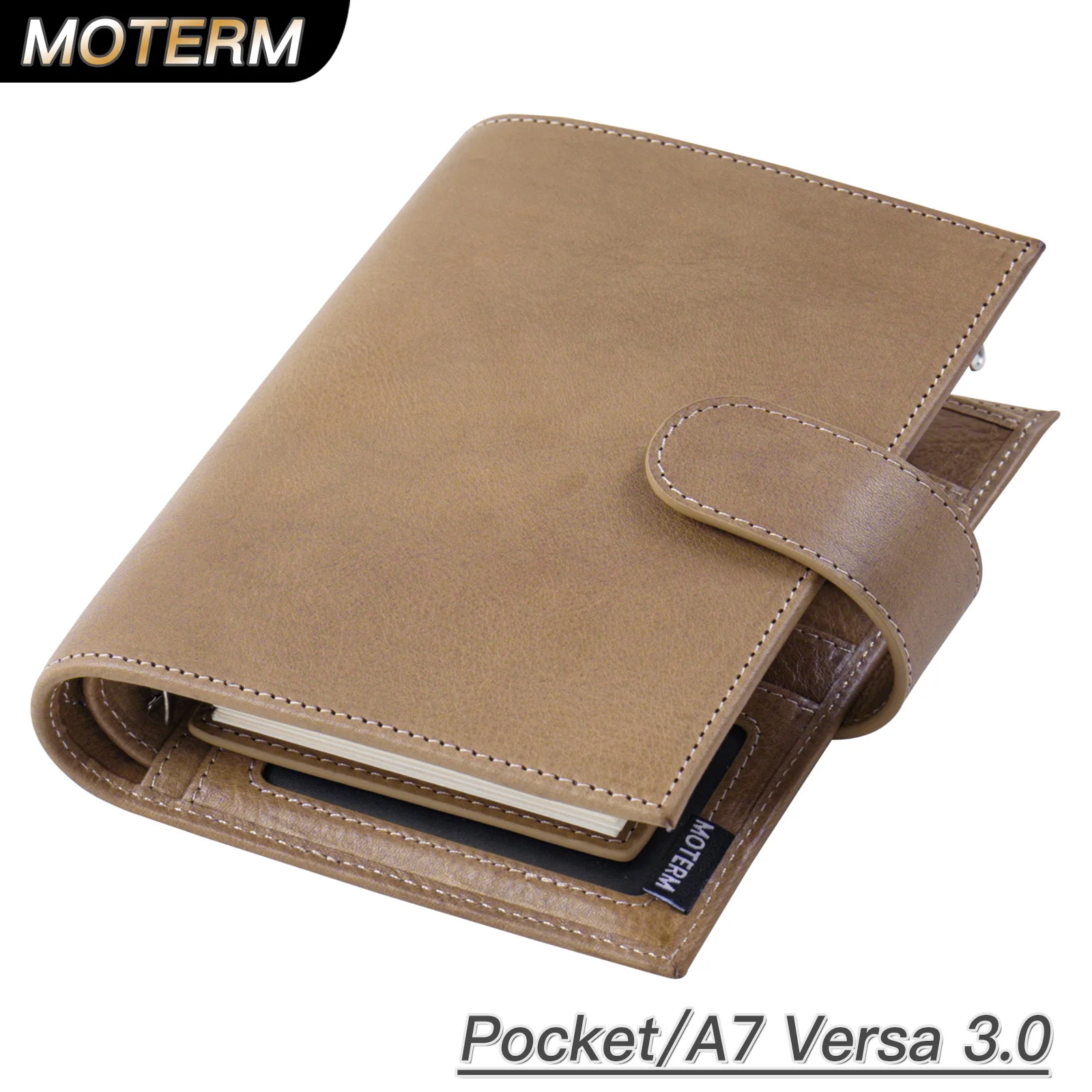 Moterm Pocket Versa 3.0 Rings Planner Full Grain Vegetable Tanned with 19mm  Wallet Multifunctional Agenda Diary Journal Notepad