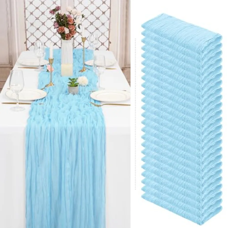 

Скатерть-дорожка из марли в стиле бохо, 35x120 дюймов, длинная, рустик, полупрозрачная, для декора стола на свадьбу