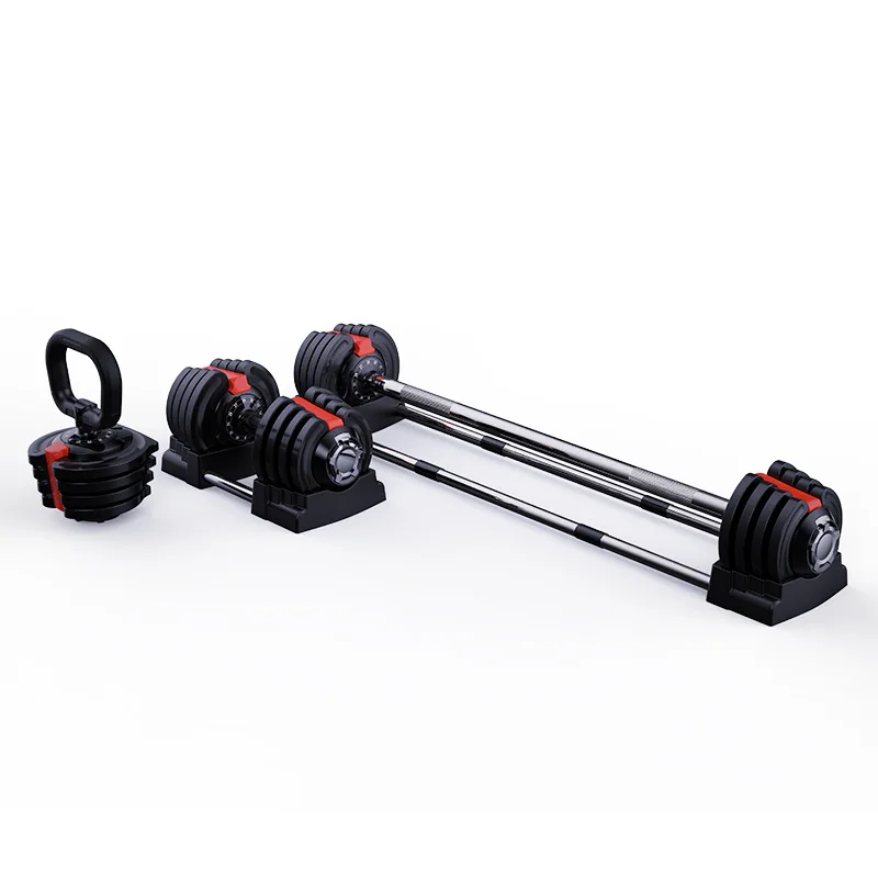 3 in 1 Multifunctional Adjustable Dumbbell Set, Automatic Adjustment Barbell, Strength Training Kettlebell