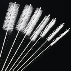 7PCS Bottle Clean Brush Set Stainless Steel Soft Hair Brush Pipette Straws Brush Multipurpose Household Cleaning Tools