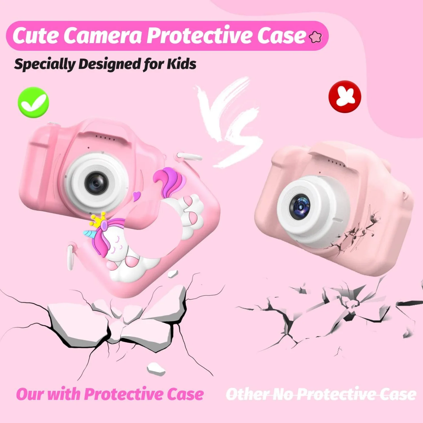 Dziecięca Mini Aparat Kamera Kreskówka Jednorożec Zabawki dla Dziewczynek Chłopców Prezenty Urodzinowe Prezent na Boże Narodzenie 1080P HD 2-calowy Ekran Aparat do Nagrywania Życia
