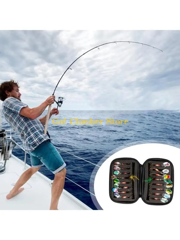 طعوم دوارة Q84C مع حقيبة حمل طعوم دوارة معدنية صناعية لصيد الأسماك