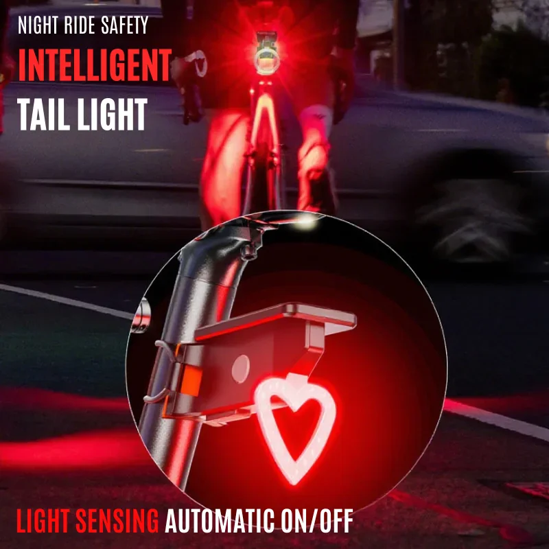 ضوء خلفي للدراجة بالطاقة الشمسية من النوع C، ضوء خلفي للدراجة قابل لإعادة الشحن، تسليط الضوء على الطريق، مصباح خلفي لركوب الدراجات، ملحقات الدراجة