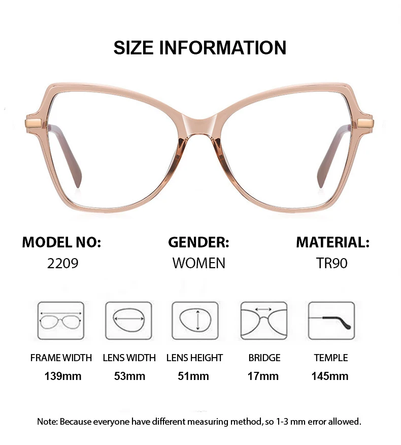 Chashma 여성 패션 처방전 준비 안경 TR90 안경 광학 안경 프레임 나비 모양 세련된 소녀 마이너스 근시