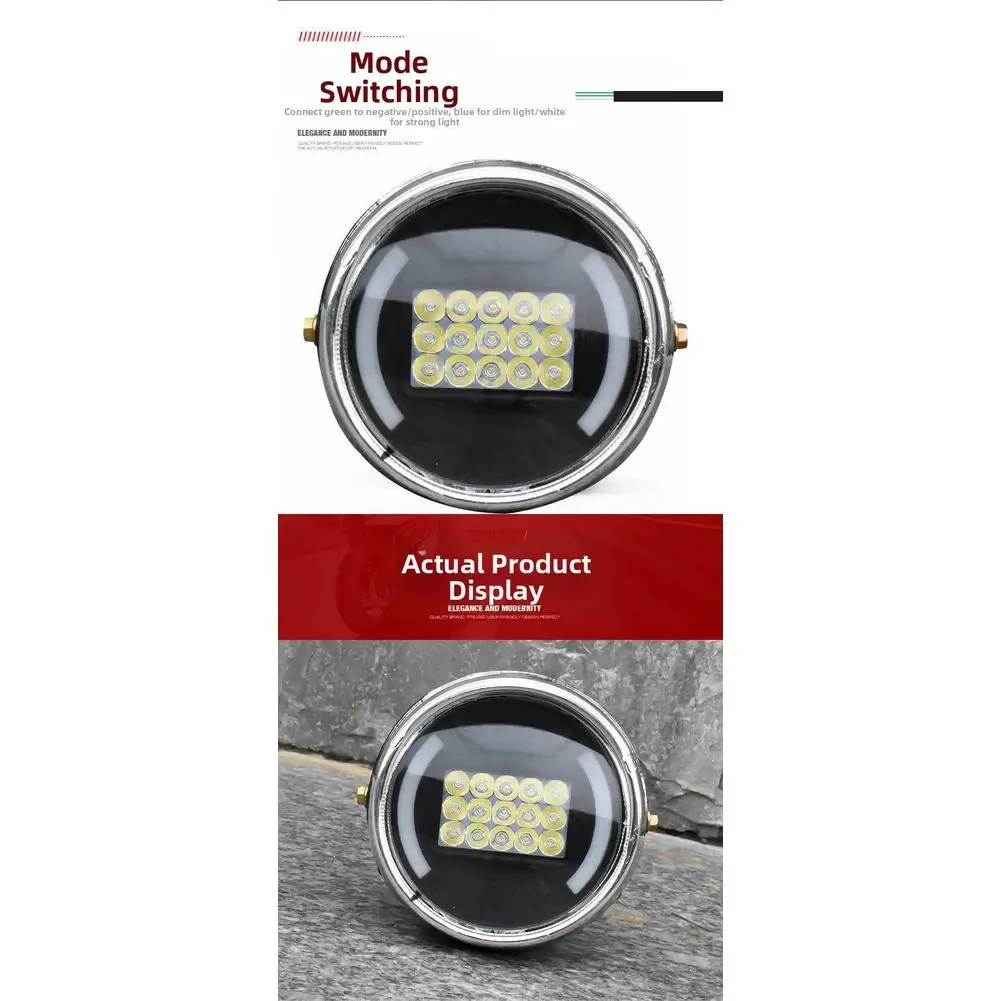 Black Motorcycle Tricycle 15 Bead LED Weather Resistant Plug-and-play Setup High Universality Fitment Premium ABS Plastic