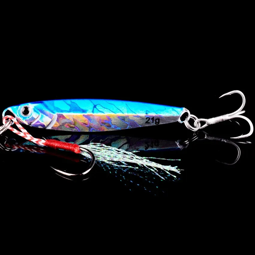 Ocean Boat Beach Seawater Fishing Drag Metal Jigging Lures 60g 80g Artificial Bait for Spanish Mackerel Bass Casting Spoons Jigs