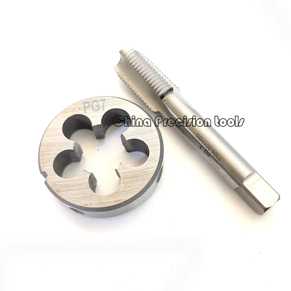 Juego de troqueles y grifos de flauta recta con rosca de tubo blindado HSS, PG7, PG9, PG11, cilindros de gas, juegos de troqueles de rosca, pg 7-20, 9-18, 11-18, 2 uds.
